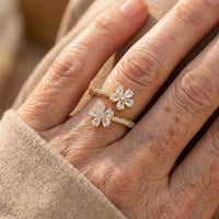 Elegant Adjustable Flower Cubic Zirconia Ring