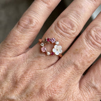 Elegant Flower Faux Pearl Micro Inlaid Zirconia Butterfly Ring