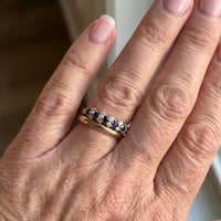 Elegant Geometric Blue Zirconia Studded Gold Plated Band Ring