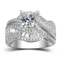 Elegant Gold White Plated Wide Band Intricate Zirconia Ring