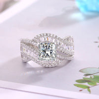 Elegant Gold White Plated Wide Band Intricate Zirconia Ring