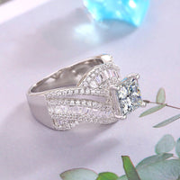 Elegant Gold White Plated Wide Band Intricate Zirconia Ring