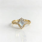 Elegant Hollow Flower With Cat Eye Stone Moonstone Ring