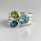 Elegant Irregular Multi Gemstone Silver Plated Ring Set