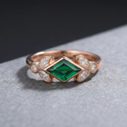Elegant Leaf Shaped Accents Green Cubic Zirconia Ring
