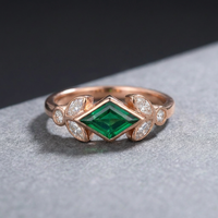 Elegant Leaf Shaped Accents Green Cubic Zirconia Ring
