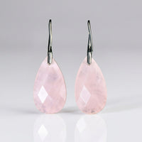 Elegant Natural Stone Rose Quartz Teardrop Earrings