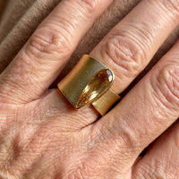 Elegant Retro Gold Plated Teardrop Zirconia Inlaid Wide Band Ring