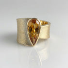 Elegant Retro Gold Plated Teardrop Zirconia Inlaid Wide Band Ring