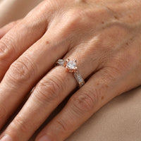 Elegant Silver Plated Zirconia Inlaid Two Tone Rose Flower Ring