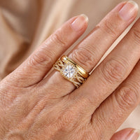 Elegant Three Piece Set Full Zircon Princess Cut Diamond Rings