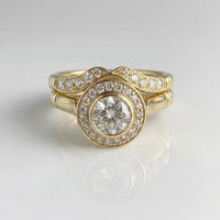 Elegant Vintage Gold & Zirconia Ring Set