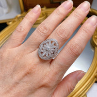 Elegant Vintage Sparkling Full Zirconia Sunflower Ring