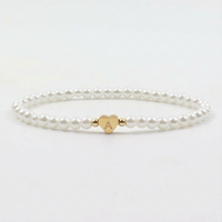 Personalized Pearl Bead Bracelet with Heart Initial Charm