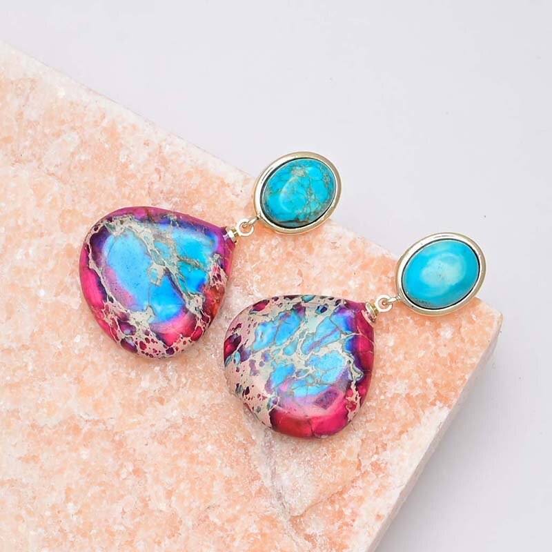 Bohemian Handcrafted Emperor Jasper Earrings
