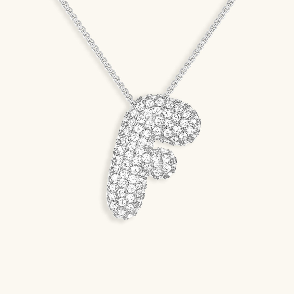 Pavé Diamond Bubble Initial Necklace