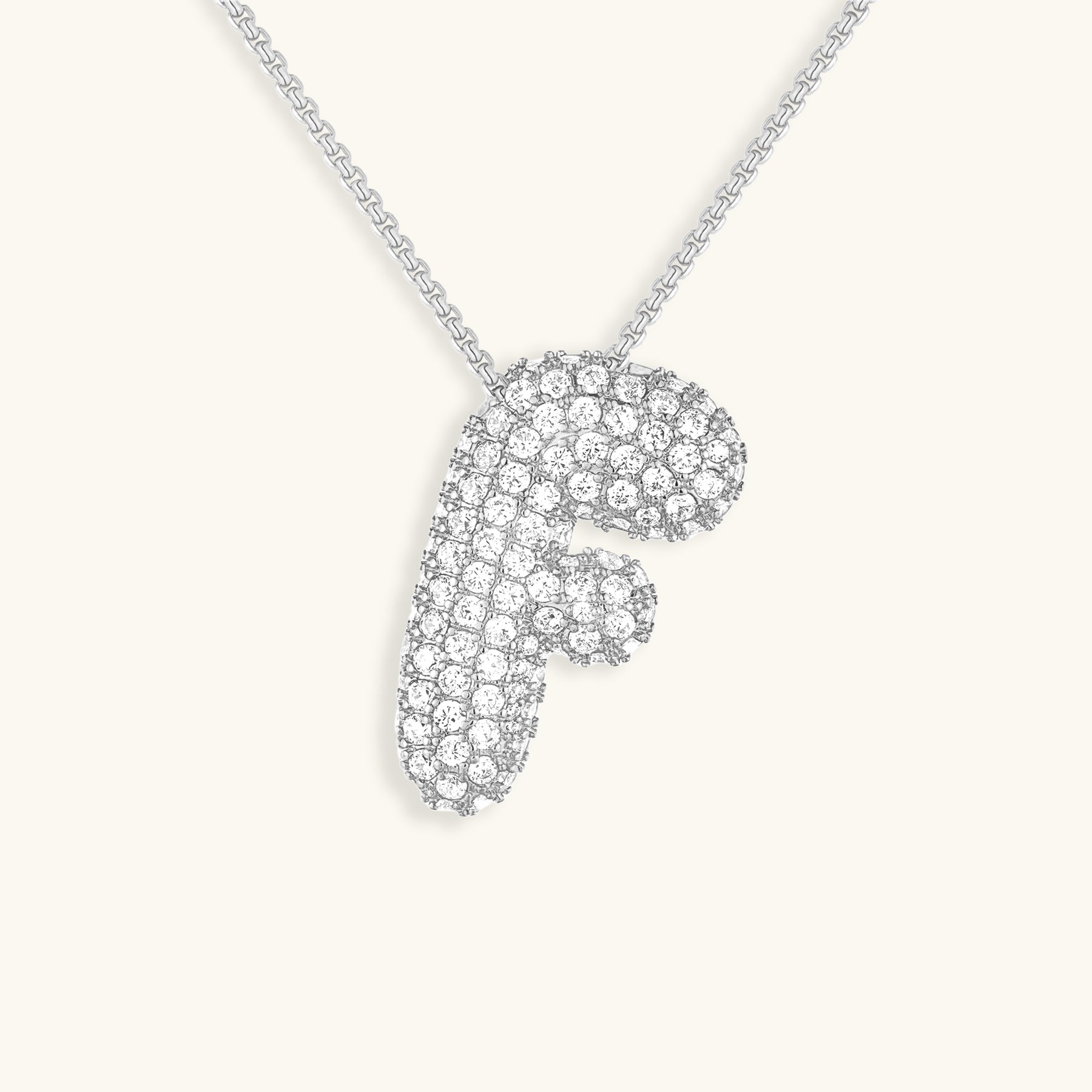 Pavé Diamond Bubble Initial Necklace