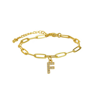 Dainty Paperclip Letter Initial Bracelet