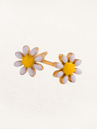 Florianne Enamel Flower Ear Studs Gold