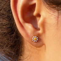 Florianne Enamel Flower Ear Studs Gold