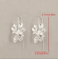 Elegant Silver Floral Hoop Drop Earrings