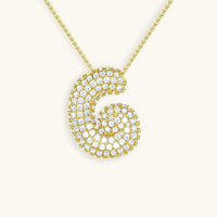 Pavé Diamond Bubble Initial Necklace