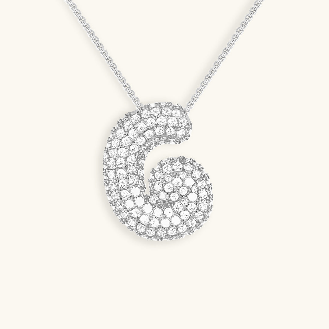 Pavé Diamond Bubble Initial Necklace