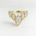 Geometric V-Shaped Gold Plated Zirconia Stone Flower Petal Ring