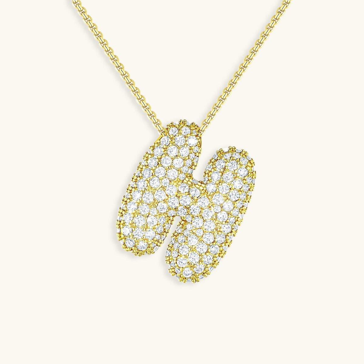 Pavé Diamond Bubble Initial Necklace