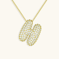 Pavé Diamond Bubble Initial Necklace