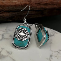 Bohemian Vintage Aztec Geometric Turquoise Drop Earrings