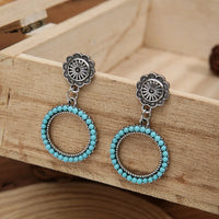 Vintage Bohemian Style Turquoise Concho Hoop Earrings