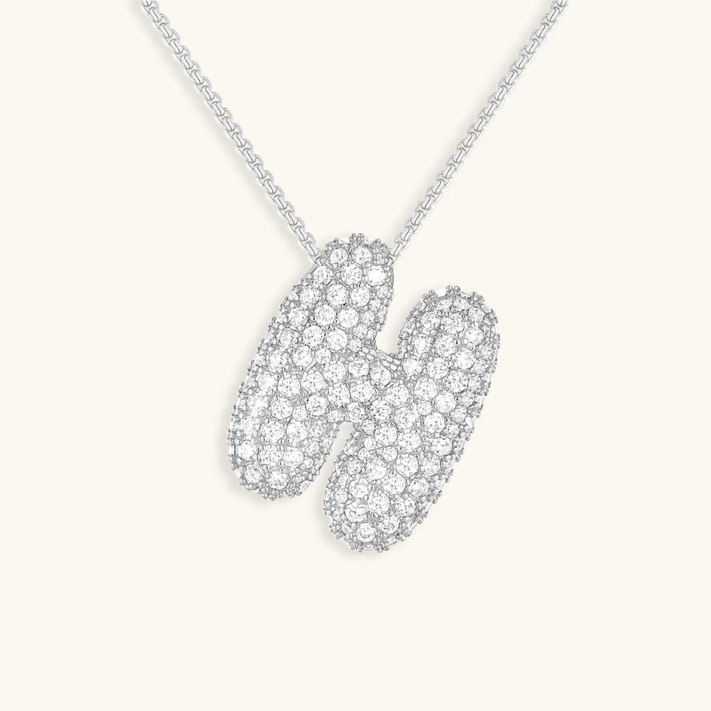 Pavé Diamond Bubble Initial Necklace
