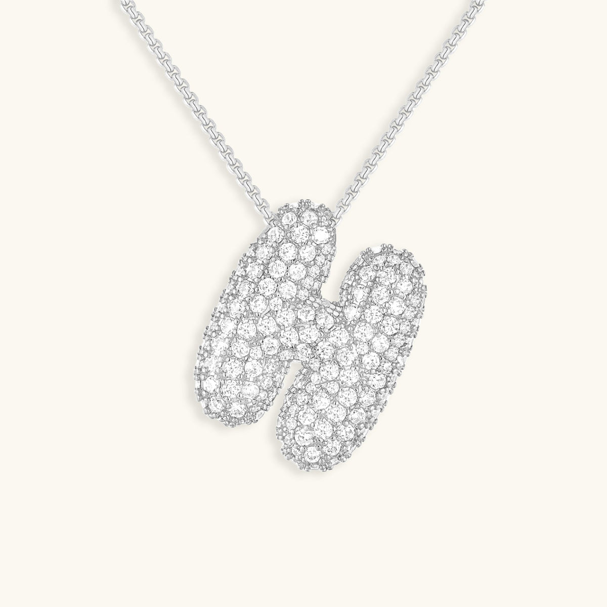 Pavé Diamond Bubble Initial Necklace