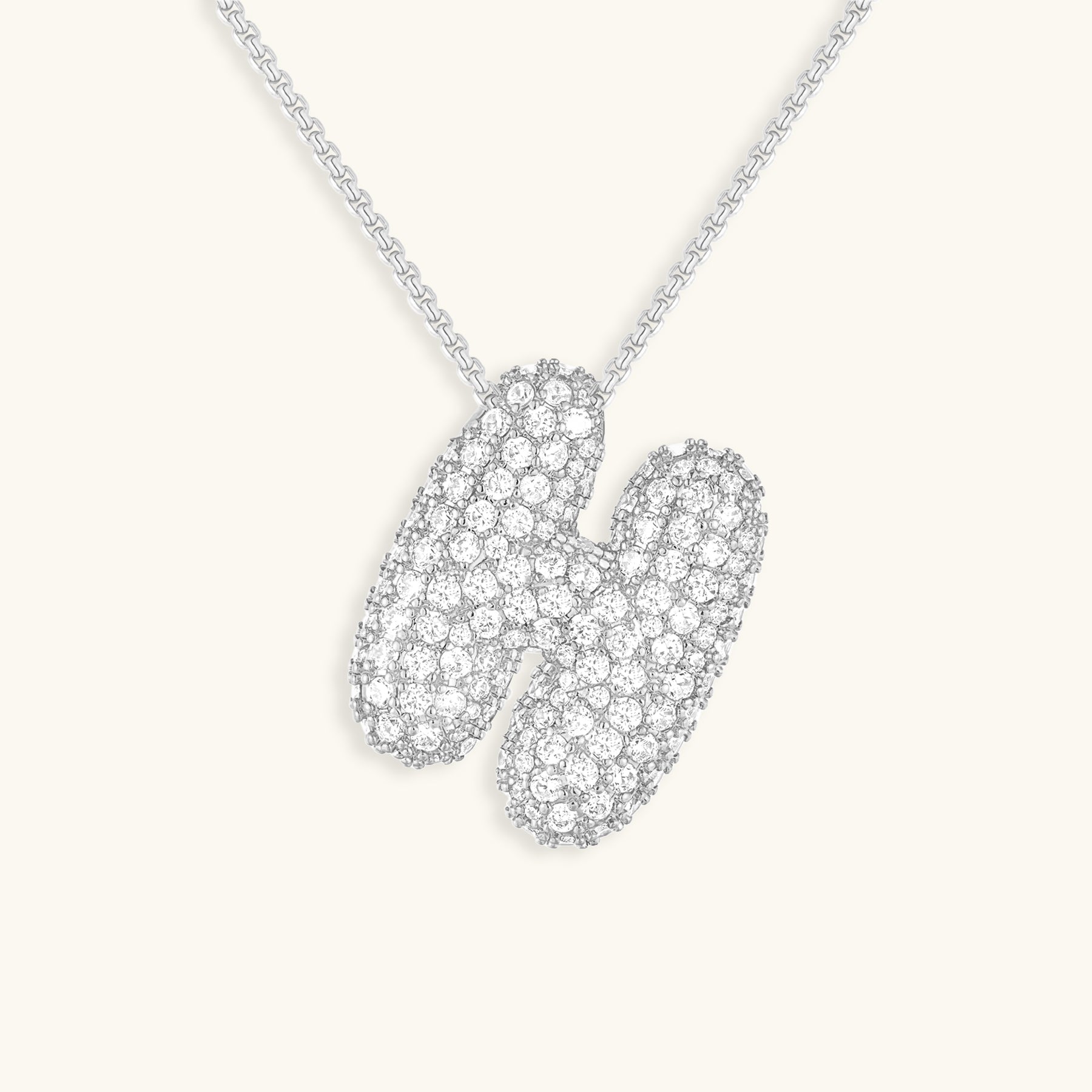 Pavé Diamond Bubble Initial Necklace