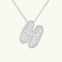 Pavé Diamond Bubble Initial Necklace