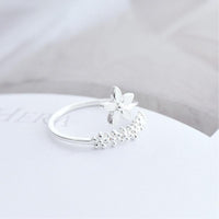 Adjustable Silver and Hand Painted Enamel Wildflower Ring