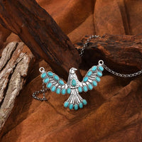 Bohemian Southwestern Turquoise Eagle Pendant Necklace