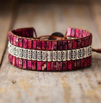 Lotus Boho Wrap Jasper Stone Bracelet