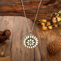 Vintage Round Turquoise Cluster Pendant Necklace