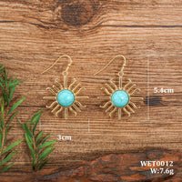 Western Boho Sun Shape Turquoise Drop Earrings