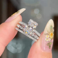 Jaily 3PC Wedding Ring Set | White Gold