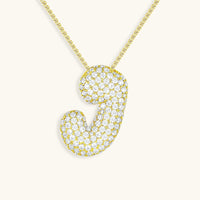 Pavé Diamond Bubble Initial Necklace