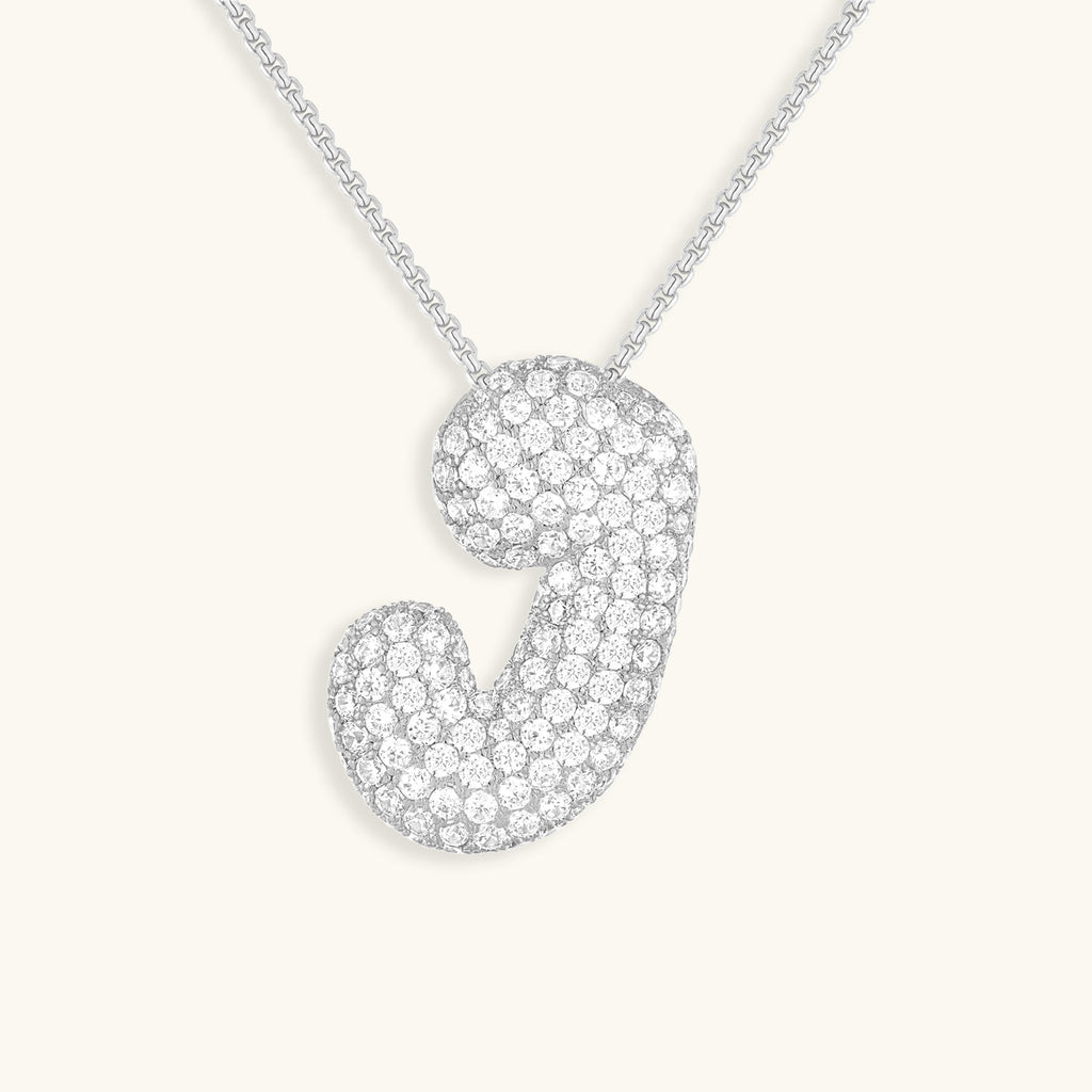 Pavé Diamond Bubble Initial Necklace