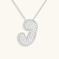 Pavé Diamond Bubble Initial Necklace