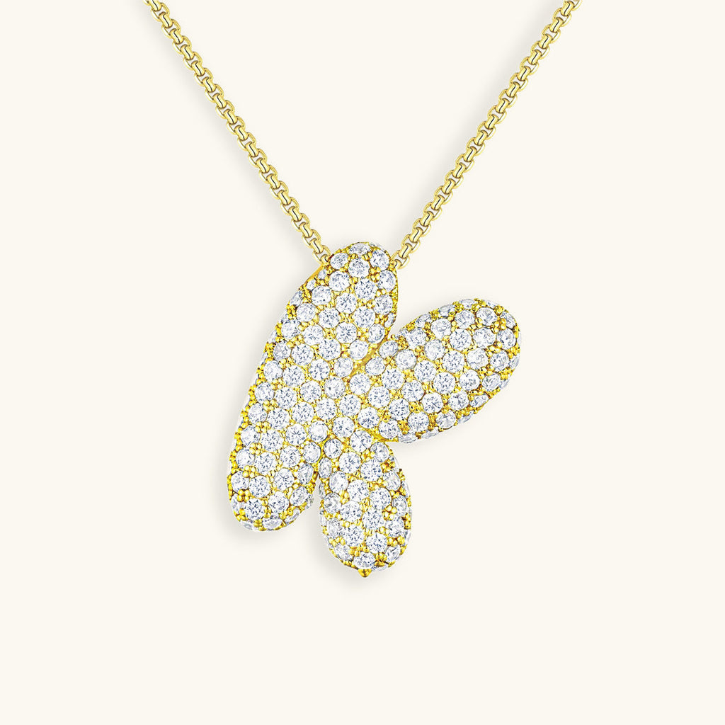 Pavé Diamond Bubble Initial Necklace