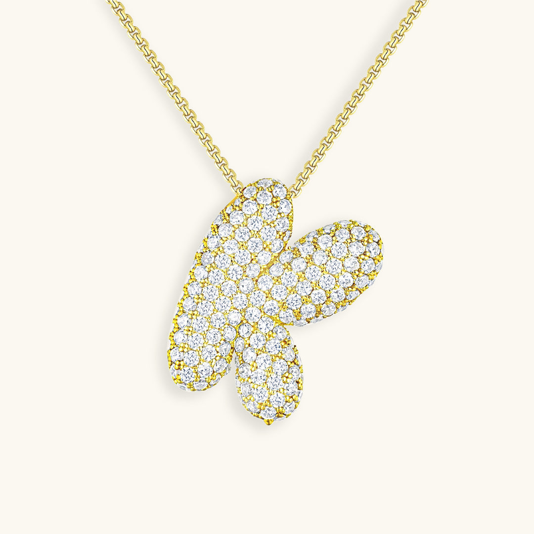 Pavé Diamond Bubble Initial Necklace