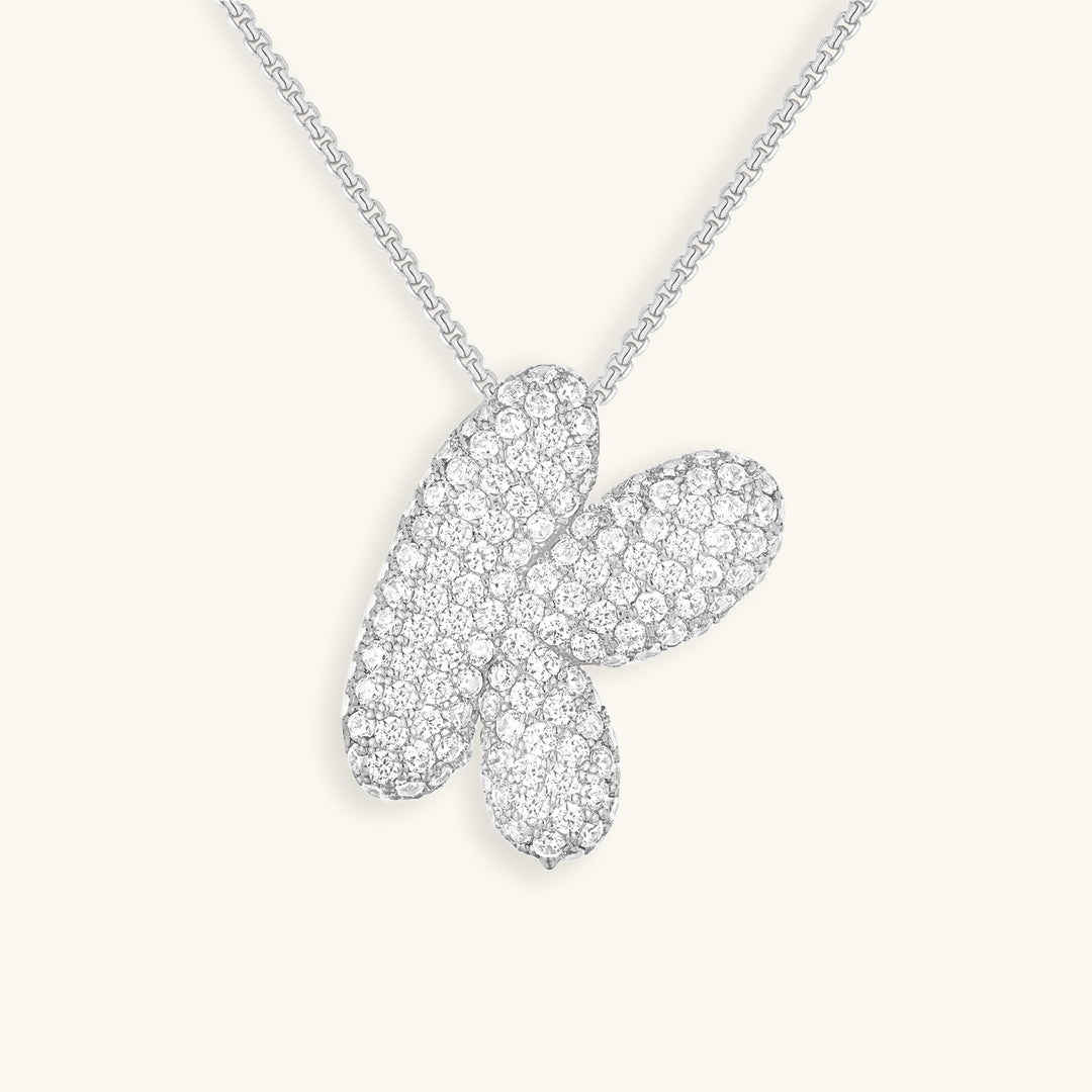 Pavé Diamond Bubble Initial Necklace