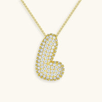 Pavé Diamond Bubble Initial Necklace