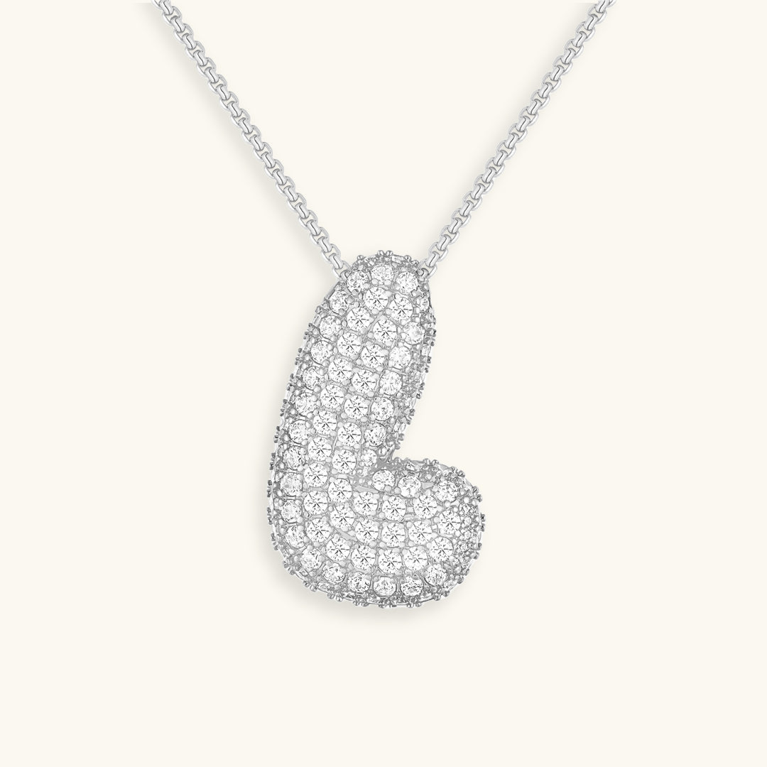 Pavé Diamond Bubble Initial Necklace